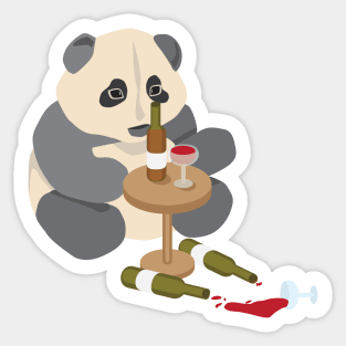 Cute panda loves wine Sticker